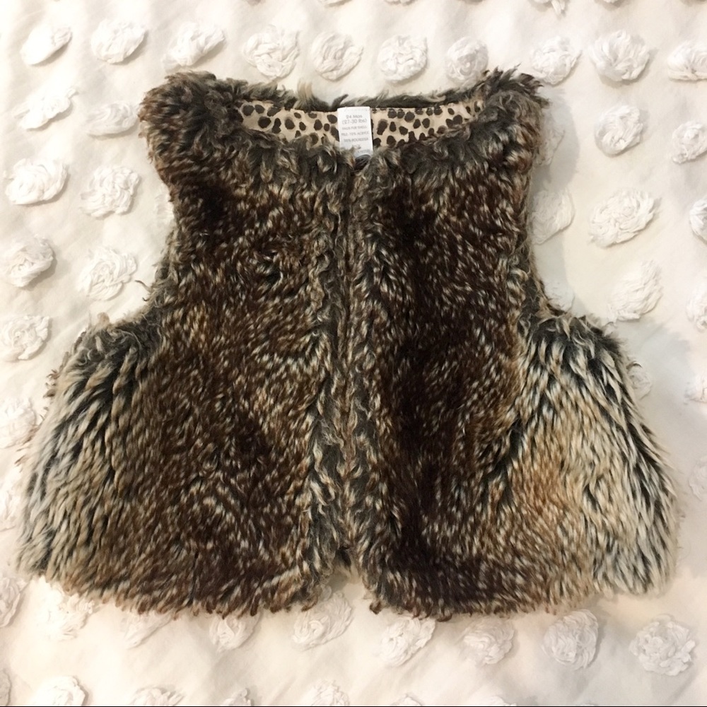 First Impressions Brown Faux Fur Vest